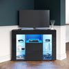 Modern TV Stand Storage Cabinet Unit High Gloss Black with LED Lights 2 Drawers