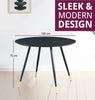 Dining Table, Black Wooden Effect Round Table in Metal Legs, Small Kitchen Table