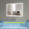 Bathroom Mirror w/ LED Illuminated Anti fog Shaver Socket Bluetooth Speaker Wall