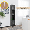 Bathroom Tall Cabinet Slim Freestanding Storage Organizer Cupboard 2 Glass Doors