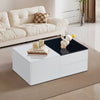 Coffee Table with Hidden Storage and 3 Drawers High Gloss White for Living Room