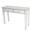 2-Drawers Glass Dressing Table Mirrored Bedroom Make-Up Console Vanity Table