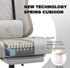 Ergonomic Gaming Chair with Footrest Fabric Lumbar Support 360 Swivel Seat Ivory