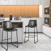 2× Bar Stools Vintage Leather Kitchen Counter Upholstered Chairs W/Footrests