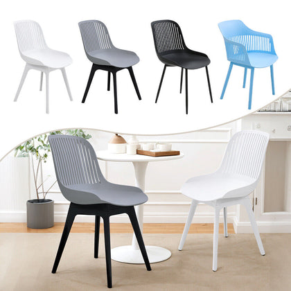 4x Plastic Chairs Dining Living Rooom Kitchen Office Lounge Seat Breathable Back