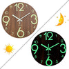 12" Luminous Wall Clock Silent Wooden Design Night Light for Living Room Bedroom