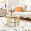 Costway 60cm Round Coffee Table 2-Tier Accent Table Modern Sofa Center Table