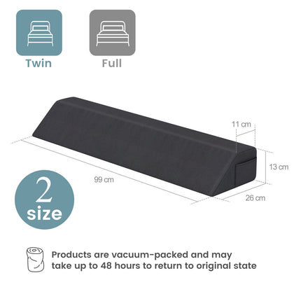 99CM Bed Wedge Pillow Trapezoidal Mattress Wedge Gap Filler w/ 2 Storage Pockets