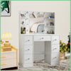 White Vanity Dressing Table Desk Set with LED Lighted Mirror 7 Drawers Shelf Set