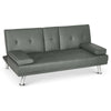 Sofa Bed Faux Leather with Cup Holders 2 Seater Click Clack Living Room Recliner