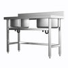 Commercial Kitchen Catering Sink Stainless Steel Double Bowl Drainer Wash Table