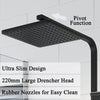 Modern Thermostatic Mixer Shower Set Square Black Finish Twin Head Exposed Valve