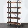 5-Tier Bookcase Open Wood Shelves Rustic Modern Industrial Book Shelf Display