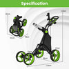 4-wheel Golf Trolley Push and Pull Golf Trolley with Scoreboard Bag-Green