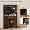 Kitchen Buffet Sideboard Cupboard 72” Coffee Bar Cabinet-Brown
