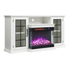 White Cabinet Entertainment Unit Living Room with 3 LED Flame Electric Fireplace