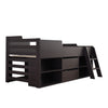 Kids Wooden Cabin Bed Mid Sleeper Bed Frame Storage Bed with Drawers and Shelves