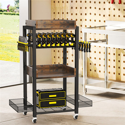 4 Tiers Power Tool Organizer Cart Garage Tool Shelf Drill Holders Rack