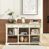 3-Tier Console Table Wooden Sofa Side Table W/ Storage Shelves-White