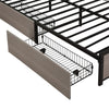 DOUBLE BED FRAME WITH LED LIGHTS, 4 DRAWERS, CHARGING STATION METAL PLATFORM BED