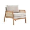Rattan Armchair Mid-Century Modern Solid Wood Frame Accent Tub Chair Upholstered