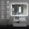 LED Bathroom Mirror Illuminated Demister 3 Color Touch Switch Wall Mounted Black