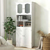 148cm Tall Bathroom Cabinet Freestanding Storage Cabinet with Glass Doors White