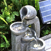 Solar Cascading Fountain Outdoor Garden Water Feature LED Stone Jug Statue Decor