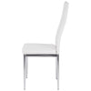 Set of 4 Modern Kitchen Dining Chairs White Faux Leather High Back Chrome Legs
