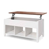 Lift Up Coffee Table Rising Center Table with 3 Cubes & Lift Top-White