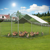4X3X2m Walk In Chicken Run Galvanized Chicken Coop Hen House w/ Apex Roof Hutch