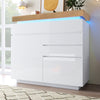 Sideboard with LED High Gloss White Storage Cabinet 3 Drawer Chest of Drawers
