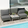 3 Pieces PE Rattan Conversation Set Patio Furniture Set Grey