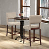 2 Pcs Linen Counter Height Bar Stool Chair Set w/ Hollowed Back Rubber Wood Legs