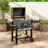 Outdoor BBQ Smoker Charcoal Barbecue Grill Portable Garden Warming Rack w/ Wheel