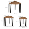 3 PCs Nesting Table Coffee Table Set MDF Steel Living Room Furniture Walnut