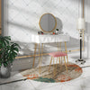 White Dressing Table Vanity Makeup Desk Set w/ Round Mirror Stool Drawer Bedroom