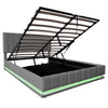 Ottoman Bed Frame Grey PU Upholstered Gas Lift Up Bed 4ft6 Double With Storage