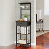 Industrial Vintage Style Kitchen Organizer Unit with Drawer and Storage Shelves