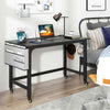 Computer Workstation Rolling Writing Study Desk On Wheels-Black