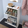 BISSA Shoe Cabinet White 49x28x93cm | 2 Compartment Storage Organizer Unit