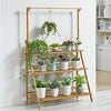 3Tier Bamboo Plant Stand Ladder Garden Rack Folding Display Hanging Shelf