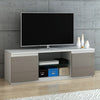 Modern TV Unit Cabinet TV Stand - Matt Body & High Gloss Doors LED Light Option
