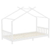 Pine Wood Kids Single Bed Frame House Childrens Bedroom Furniture w/ Roof Canopy