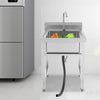 Stainless Steel Kitchen Freestanding Sink Laundry Basin w/ 360° Rotatable Faucet