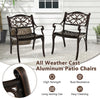 2 Pcs Cast Aluminum Patio Dining Chairs Set Heavy Duty Metal Bistro Chairs