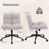 Height-Adjustable Armless Swivel Task Chair Vanity Chair Home Office-Grey