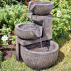 Solar Genoa Cascade Grey Stone Outdoor Garden Water Fountain Feature | Bird Bath