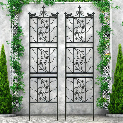 2pcs Heavy Duty Metal Garden Trellis Fence Plant Climbing Stand Bird Leaf Shaped
