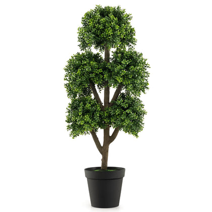 115cm Artificial Boxwood Topiary Ball Tree Fake 5 Ball Topiary Tree Office Decor